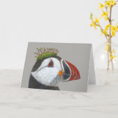 Bill the Atlantic Puffin Grußkarte Karte (Gelbe Blume)