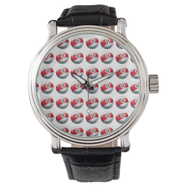 Billard 11 Ball-Muster Armbanduhr (Vorderseite)