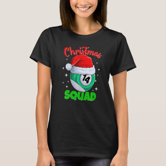 Billard 14 Ball Christmas Squad Pool Balls Billi T-Shirt (Vorderseite)