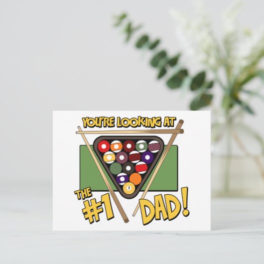 Billard #1 Vater Vatertag Geschenk Postkarte (Stehend Vorderseite)