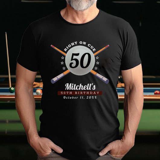 Billard 50. Geburtstagsparty Black T-Shirt