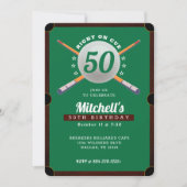 Billard 50. Geburtstagsparty Green Einladung (Vorderseite)