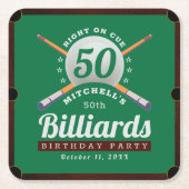 Billard 50. Geburtstagsparty Rechteckiger Pappuntersetzer (Vorderseite)
