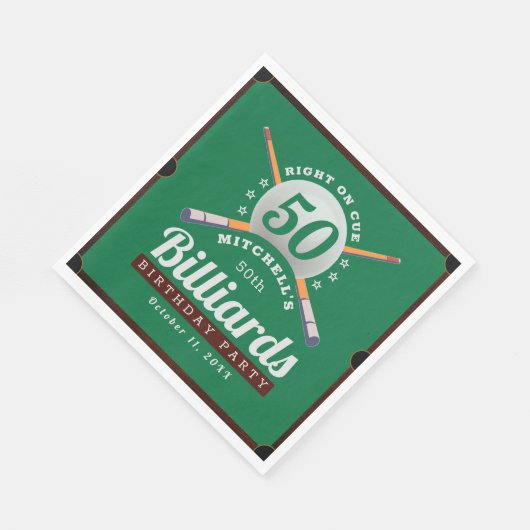Billard 50. Geburtstagsparty Serviette (Ecke)