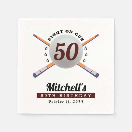 Billard 50. Geburtstagsparty Serviette (Vorderseite)