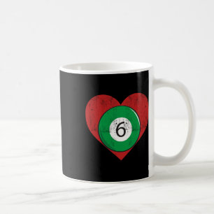 Billard 6 Ball Herz Liebe für Sport Billiard Kaffeetasse