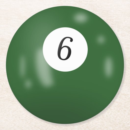Billard 6 Ball Runder Pappuntersetzer (Vorderseite)