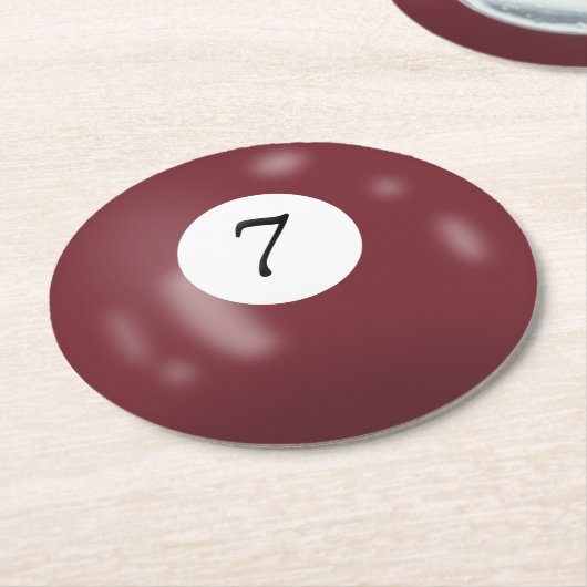Billard 7 Ball Runder Pappuntersetzer (Angewinkelt)