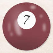 Billard 7 Ball Runder Pappuntersetzer (Vorderseite)