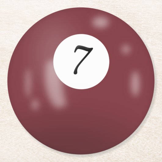 Billard 7 Ball Runder Pappuntersetzer (Vorderseite)