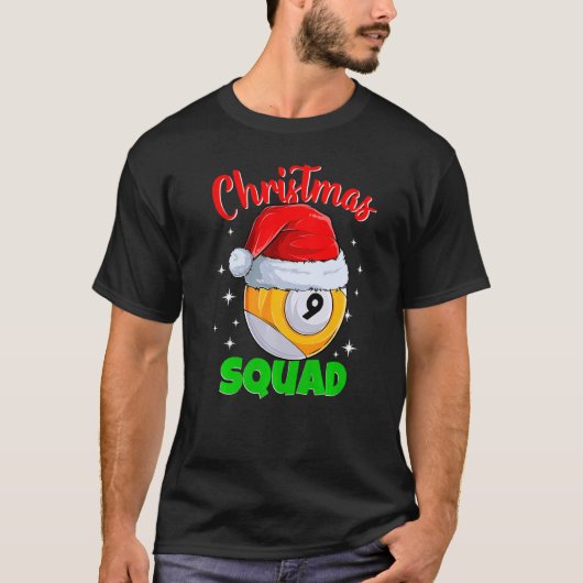 Billard 9 Ball Christmas Squad Pool Balls Billiard T-Shirt (Vorderseite)