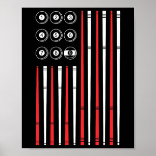 Billard American Flag Patriotic Pool Player Poster