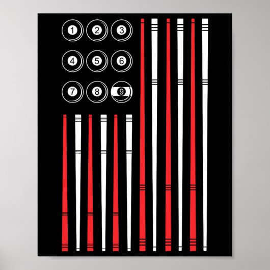 Billard American Flag Patriotic Pool Player Poster (Vorne)