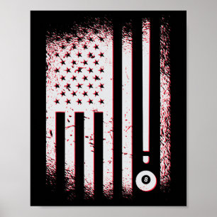 Billard American Flag USA Billard Spieler und Bill Poster