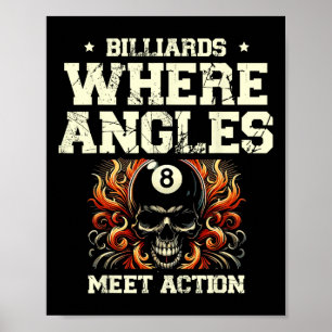 Billard, auf dem Angles auf Action treffen Billiar Poster