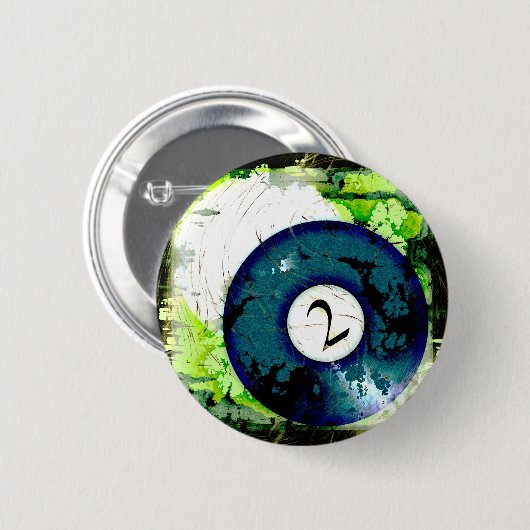 BILLARD-BALL NR. 2 BUTTON (Vorne & Hinten)