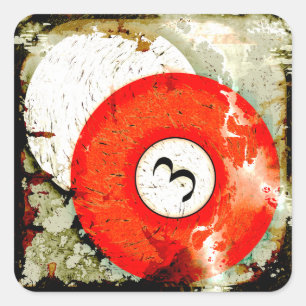 BILLARD-BALL NR. 3 QUADRATISCHER AUFKLEBER