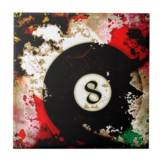 BILLARD-BALL NR. 8 FLIESE (Vorderseite)