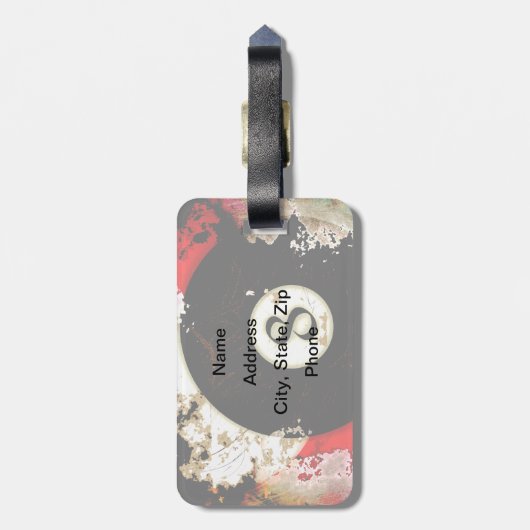 BILLARD-BALL NR. 8 GEPÄCKANHÄNGER (Rückseite vertikal)