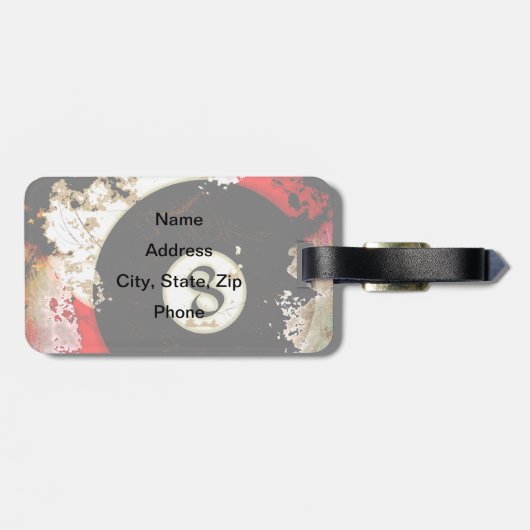 BILLARD-BALL NR. 8 GEPÄCKANHÄNGER (Rückseite horizontal)