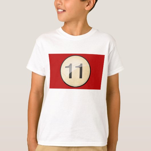 Billard Ball Nummer 11. Druck vorne und hinten. T-Shirt (Vorderseite)