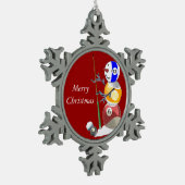 Billard-Ball-Schneemann Schneeflocken Zinn-Ornament (Links)
