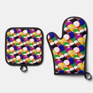 Billard Balls Design Ofenhandschuh & Topflappen-Set