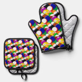 Billard Balls Design Ofenhandschuh & Topflappen-Set (Vorderseite/Rückseite)