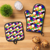 Billard Balls Design Ofenhandschuh & Topflappen-Set (Oben Unten)