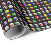 Billard-Balls-Muster schwarz Pool Tisch Billard Geschenkpapier (Rolleneckpunkt)