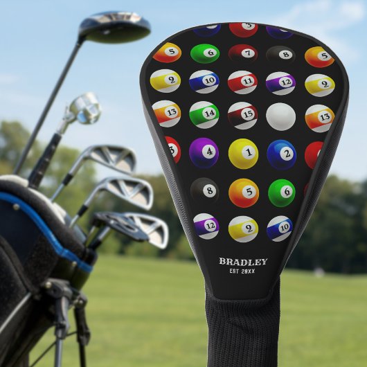 Billard-Balls-Muster schwarz Pool Tisch Billard Golf Headcover