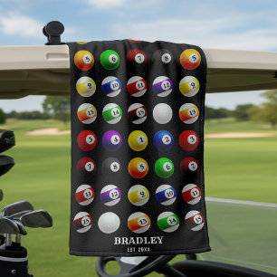 Billard-Balls-Muster schwarz Pool Tisch Billard Golfhandtuch