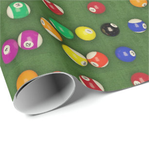 Billard-Balls Pool-Bälle auf Tafeldruck Geschenkpapier