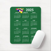 Billard Balls Pool Design 2025 Kalender MousePad (Mit Mouse)