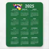Billard Balls Pool Design 2025 Kalender MousePad (Vorne)