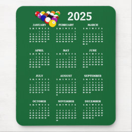 Billard Balls Pool Design 2025 Kalender MousePad