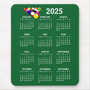 Billard Balls Pool Design 2025 Kalender MousePad