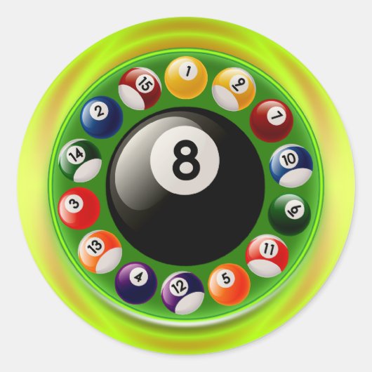 BILLARD BALLS RUNDER AUFKLEBER (Vorderseite)