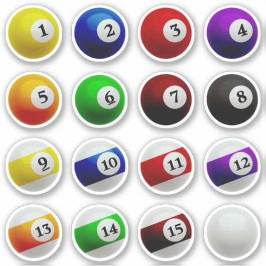 Billard Balls Set Aufkleber (Vorderseite)