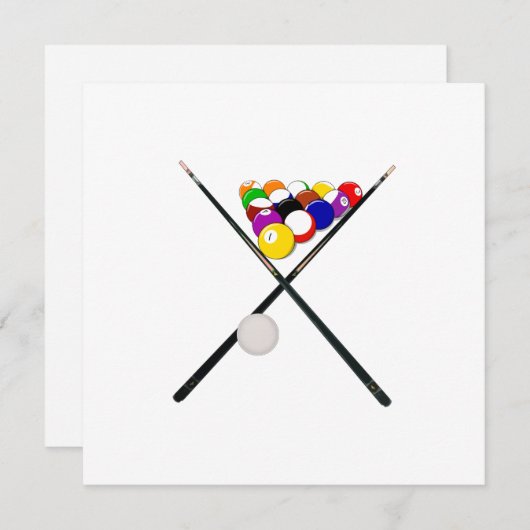 Billard-Balls und Pool-Cues Einladung (Vorne/Hinten)