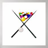 Billard-Balls und Pool-Cues Poster (Vorne)