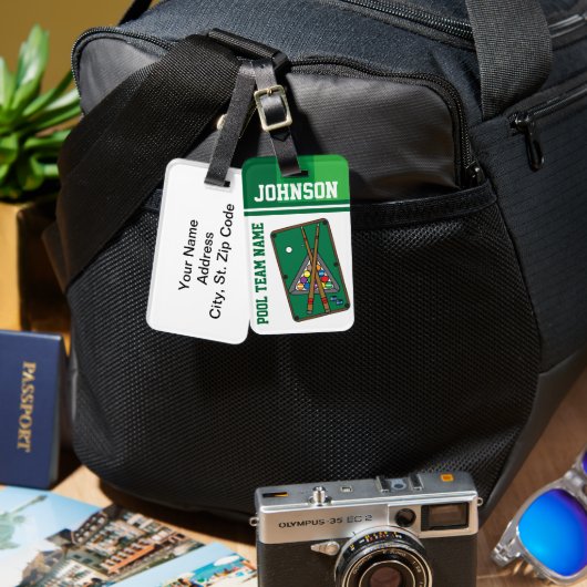 Billard Balls 🎱 und Pool Stick Gepäckanhänger (Vorderseite & Rückseite)