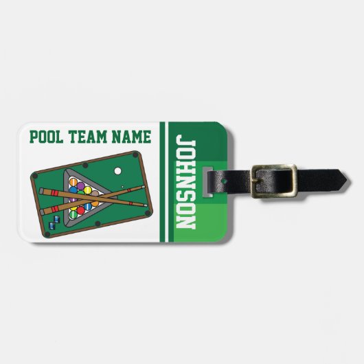 Billard Balls 🎱 und Pool Stick Gepäckanhänger (Vorderseite horizontal)