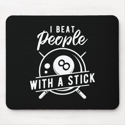 Billard Beat People mit Stick Funny Billiard Q Mousepad (Vorne)