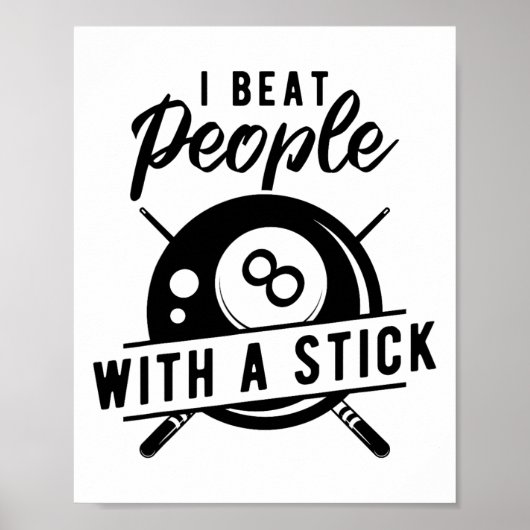 Billard Beat People mit Stick Funny Billiard Q Poster (Vorne)