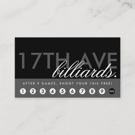 BILLARD-Belohnungsprogramm Treuekarte (Vorderseite)