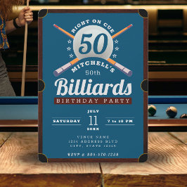Billard Billard 50. Geburtstagsparty Blue Einladung