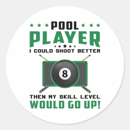Billard Billiard 8 Ball Billiards Geschenk Idee Runder Aufkleber (Vorderseite)
