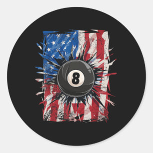 Billard Billiard Player 8 Ball USA Runder Aufkleber