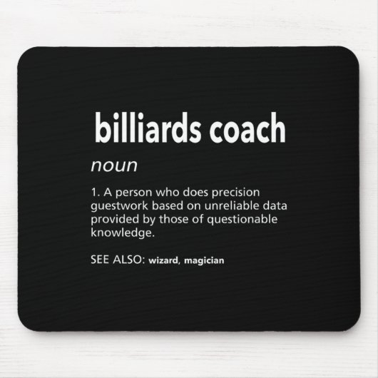 Billard Coach Definition Funny Pool Player Spaß Mousepad (Vorne)